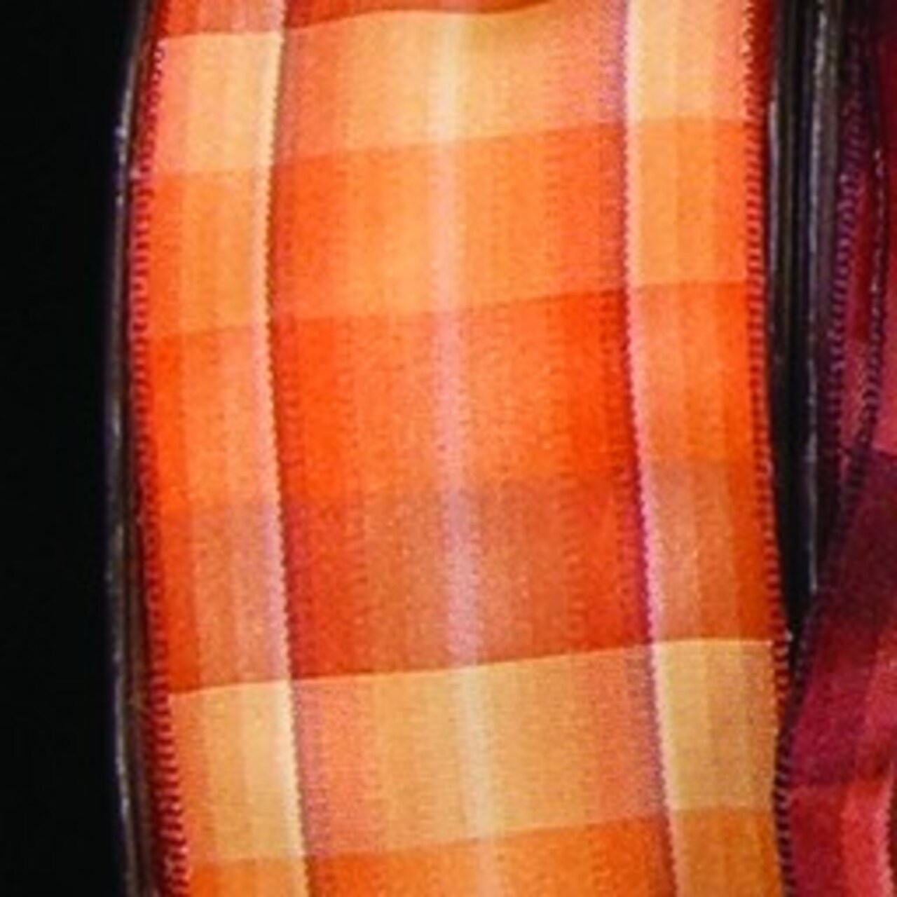 The Ribbon People Orange and Red Plaid French Wired Craft Ribbon 1.5" x 27 Yards